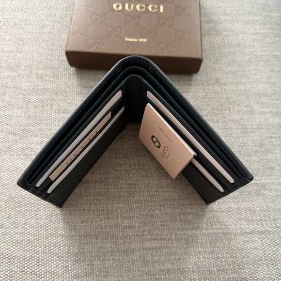 New Gucci Bifold Blue Leather Wallet - Picture 6 of 7